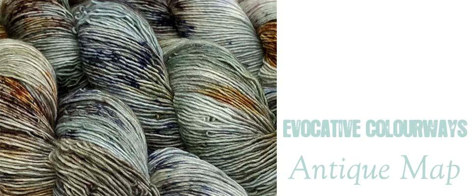 Photo of Antique map colourway with text Evocative colourways