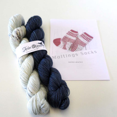 Crush Duet - Snow Fields and Inkpen - Maltings Sock Kit