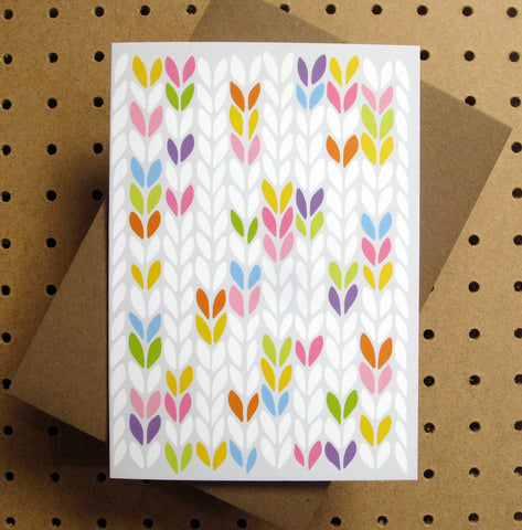 Bright Stocking Stitch -Tilly Flop greetings card