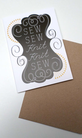 Sew Sew Knit Knit -Tilly Flop greetings card