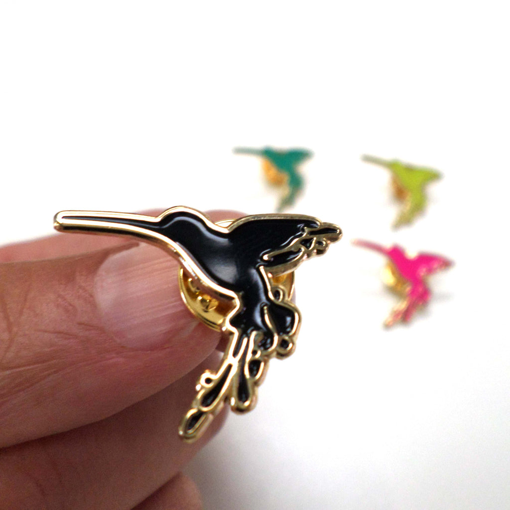 Hummingbird Enamel Pin Badge - black
